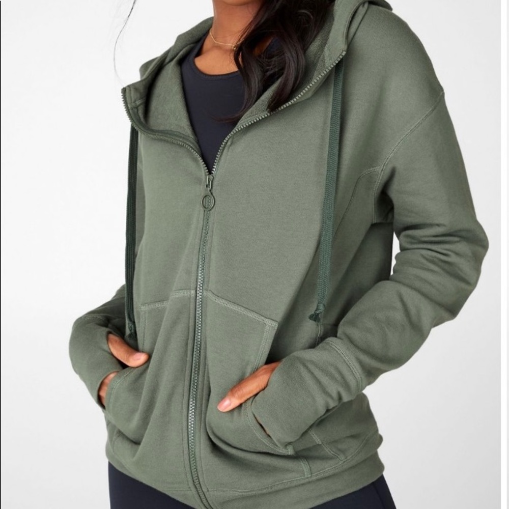 Fabletics Leah Oversized Hoodie Safari Green XS